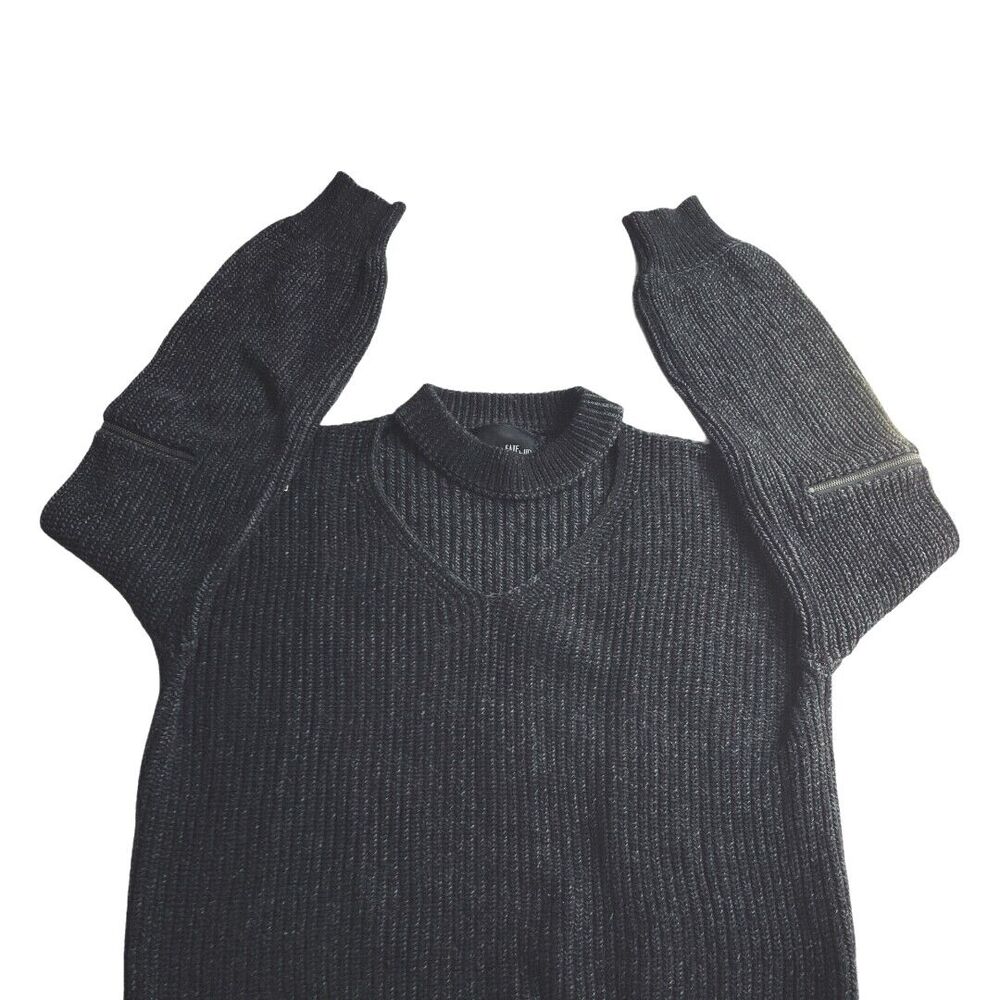 Fate by LFD Sweater V-Neck With Choker Black/Charcoal Gray Women Small